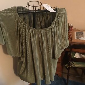 Olive green off the shoulder blouse